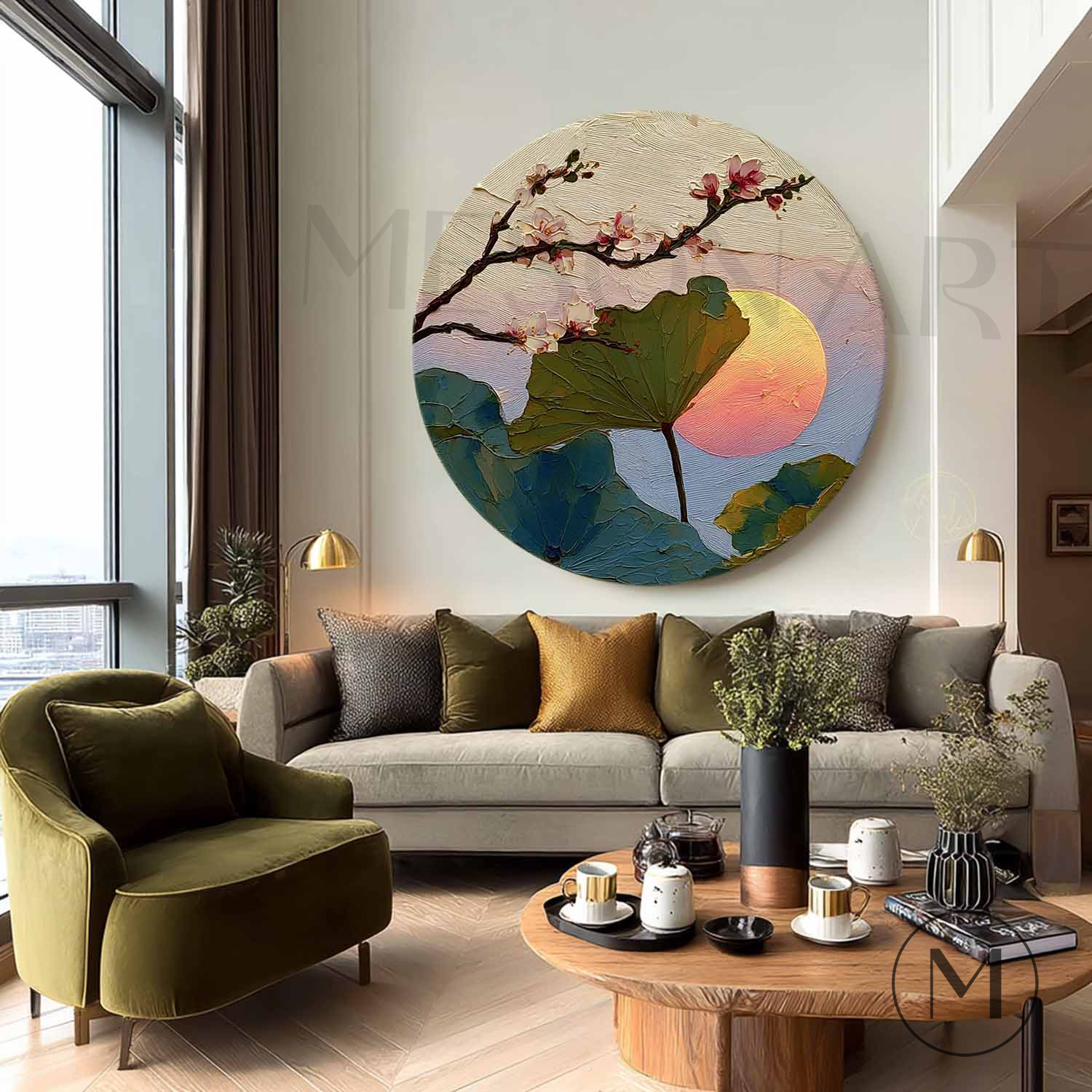 Wall Art Cherry Blossom Lotus Pink