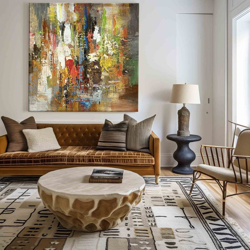 Wall Art Colorful Abstract Modern Impasto Textured Linen Canvas Office | Neutralighting