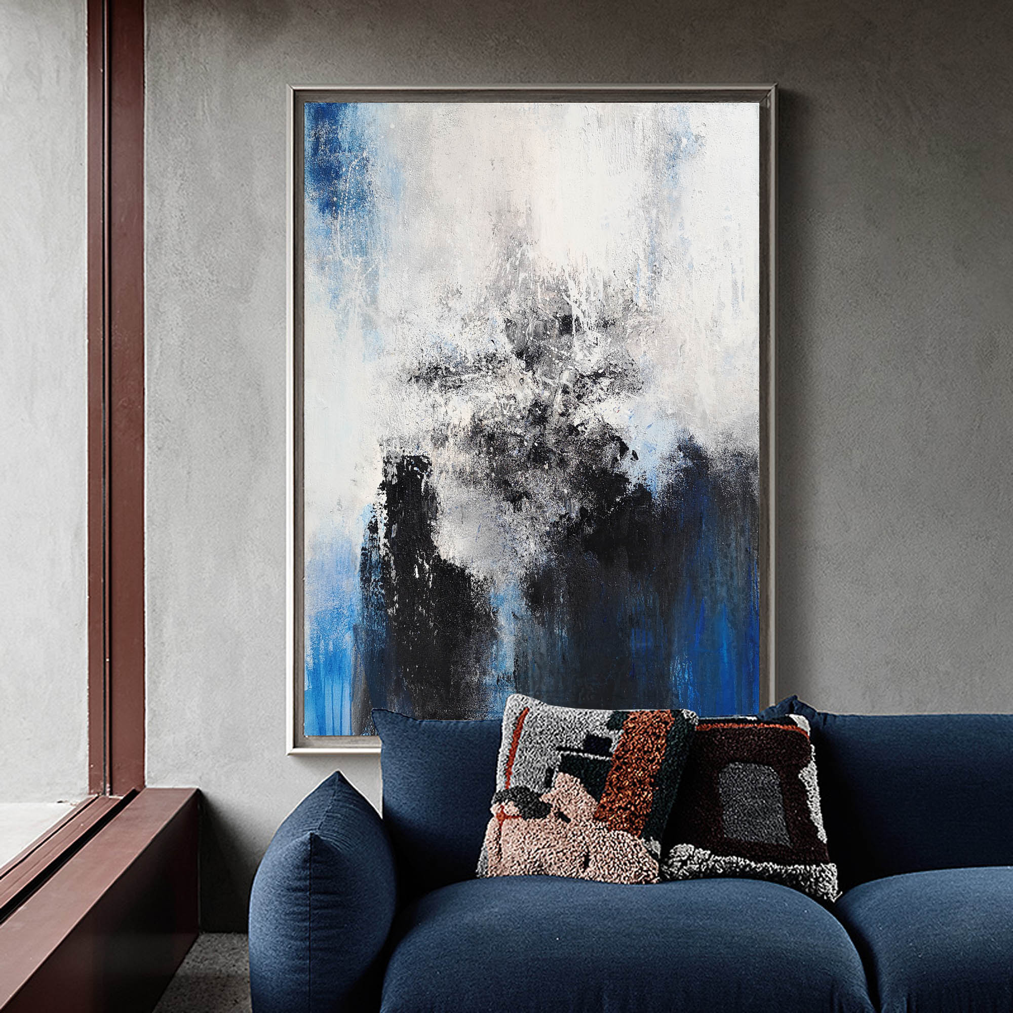 Blue And Black Abstract Painting ABAV96 - Neutralighting