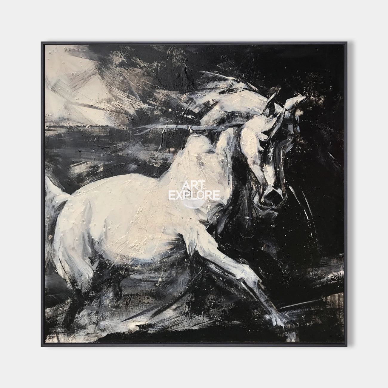 White Horse Abstract Portrait Painting