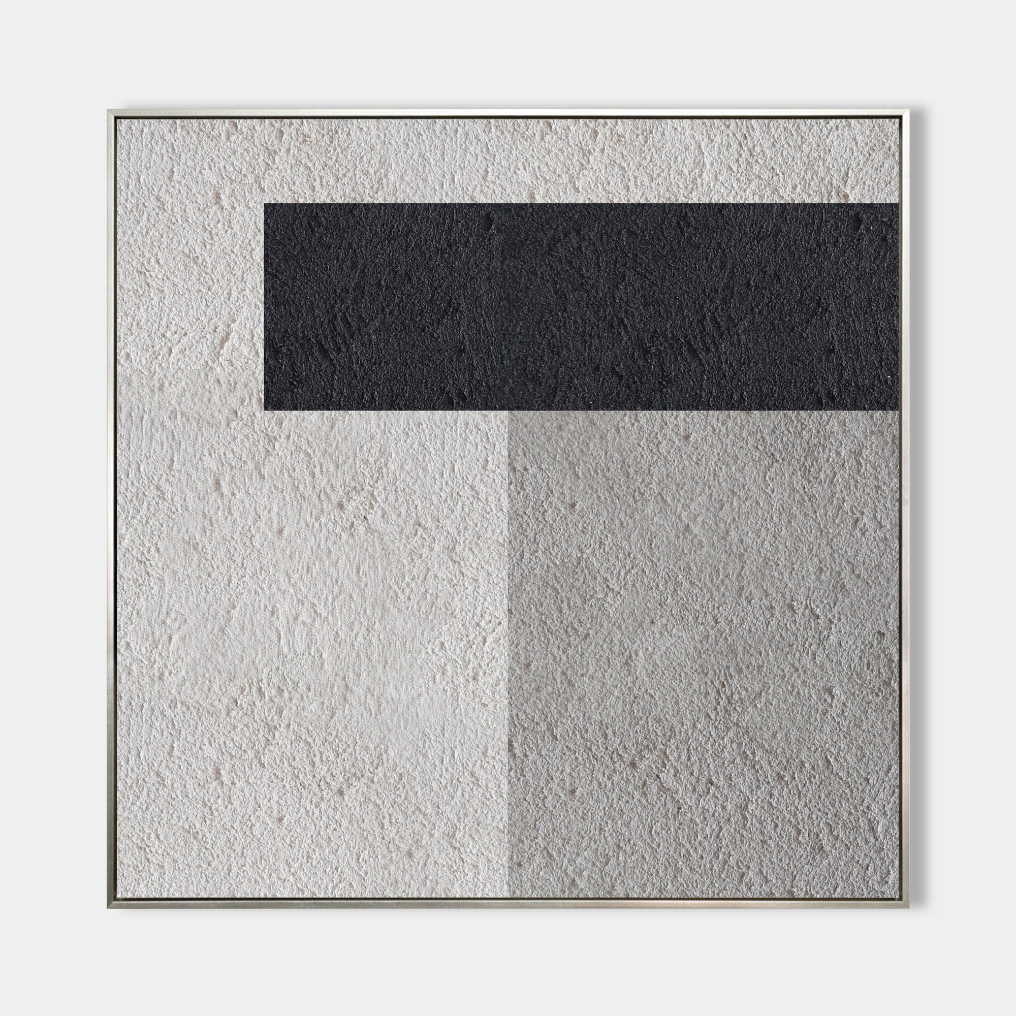 Black‑Off‑White‑Grey Square Block‑Shaped Contrast Coarse‑Textured Artwork