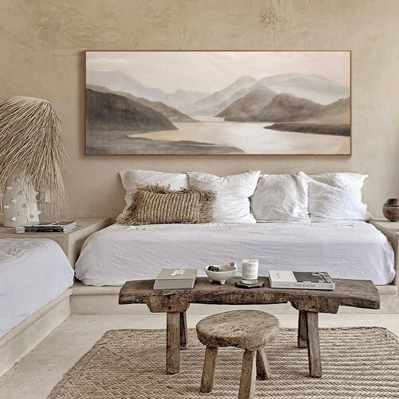 Wall Art Misty Lake Mountain Landscape Panoramic Living Room | Neutralighting