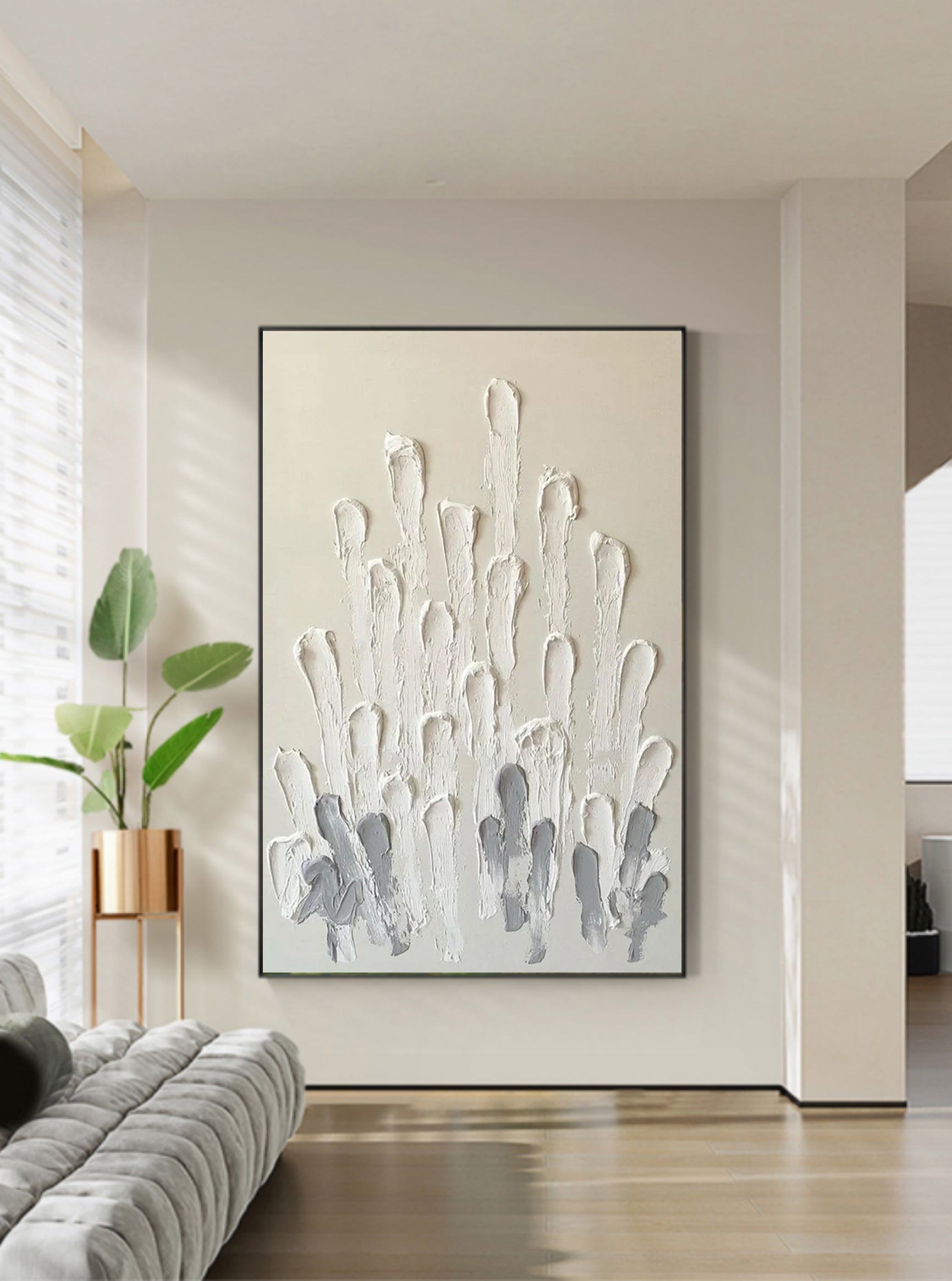 Wall Art Vertical Abstract Coral Cluster Neutral