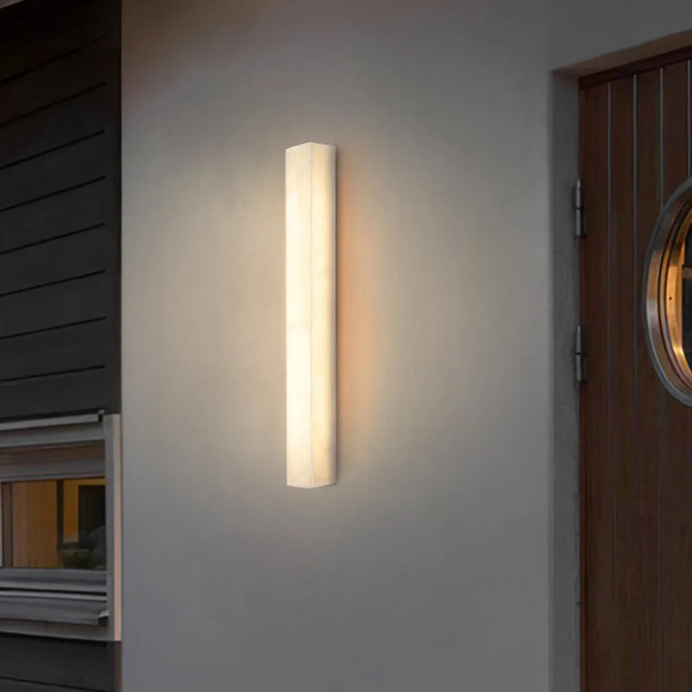 Ayen Modern Rectangular Resin Outdoor Wall Lamp, White - Neutralighting