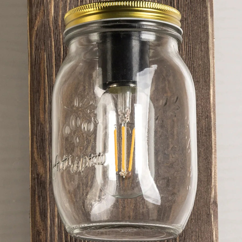 Epoch Vintage Jar Shape Wood Metal Wall Lamp - Neutralighting