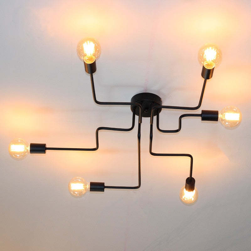 Arisha Vintage Modern Minimalist Industrial Metal Black Ceiling Lamp - Neutralighting