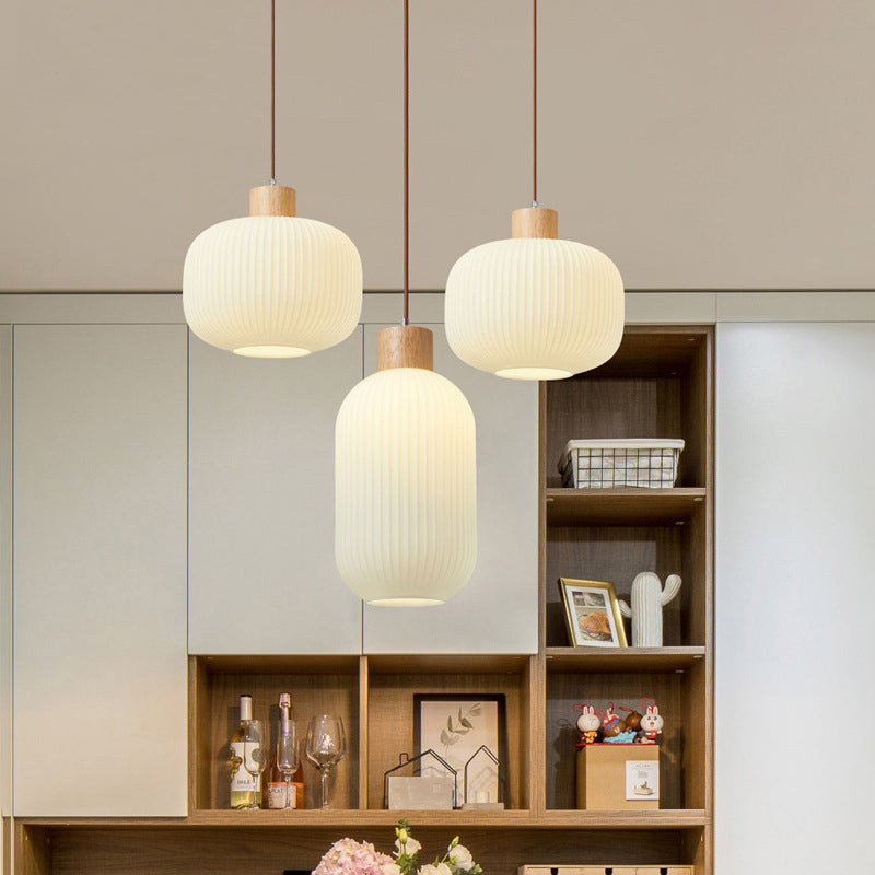 Muto Modern Wood/Glass Pendant Light, White - Neutralighting