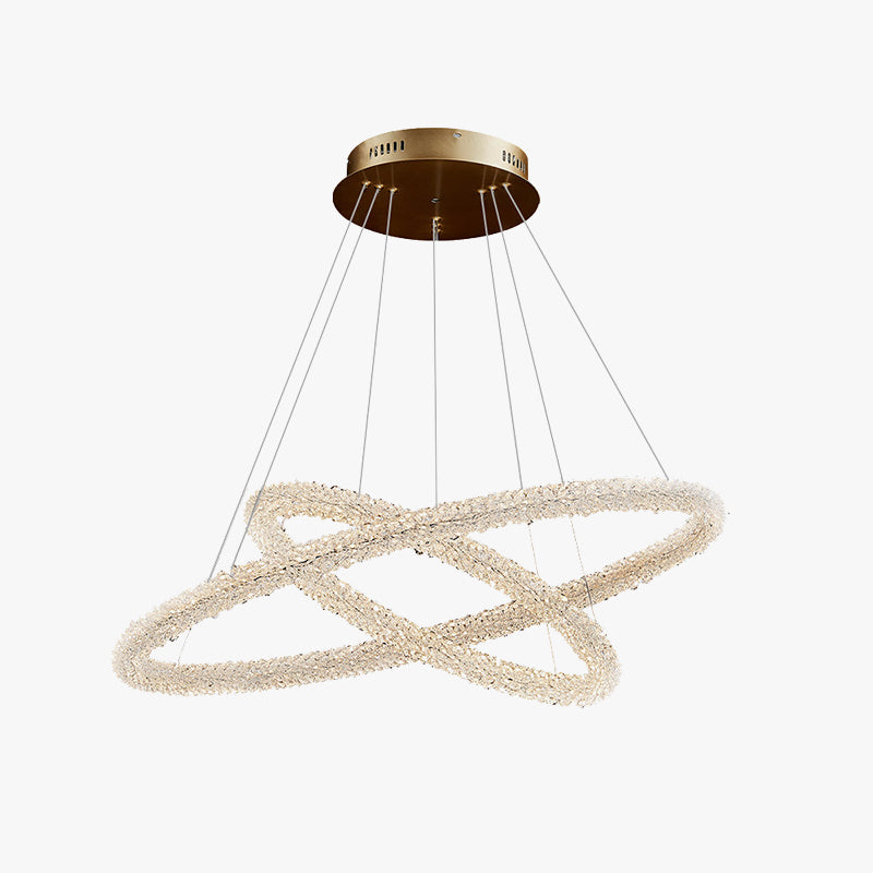 Kristy Art Deco Chandelier, Metal & Crystal, 1/2/3 Ring - Neutralighting