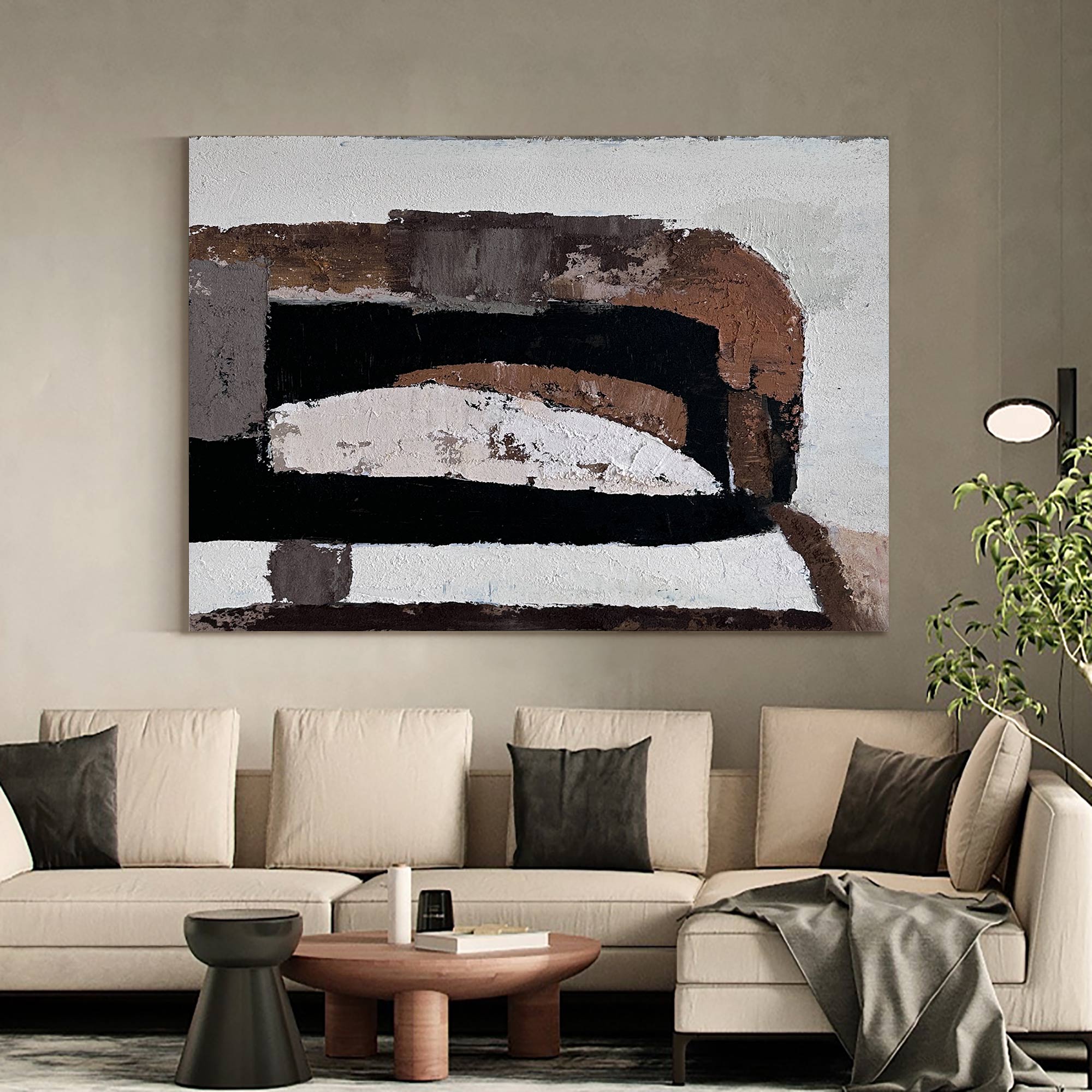Modern Black and Brown Abstract Canvas Wall Art