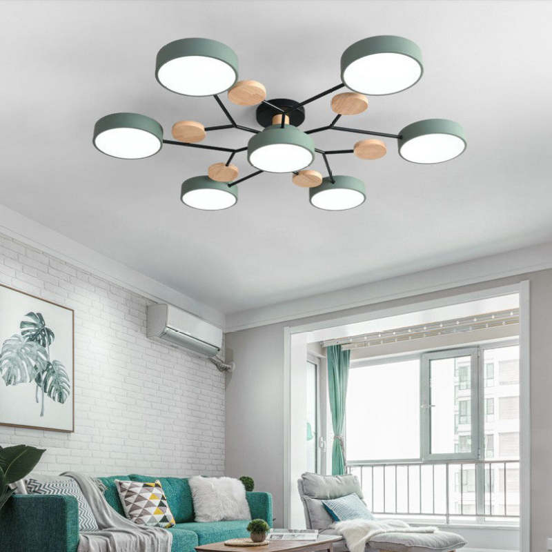 Arisha Ceiling Light, Wood Round for Living Room - Neutralighting