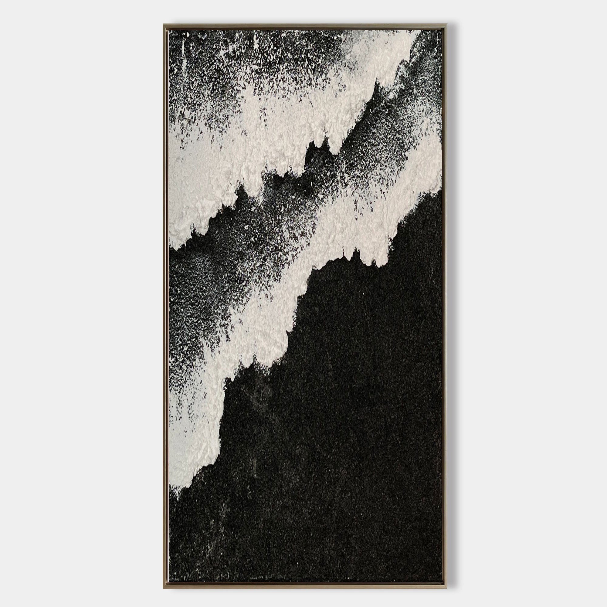 Wall Art Black White Mountain Wave Abstract