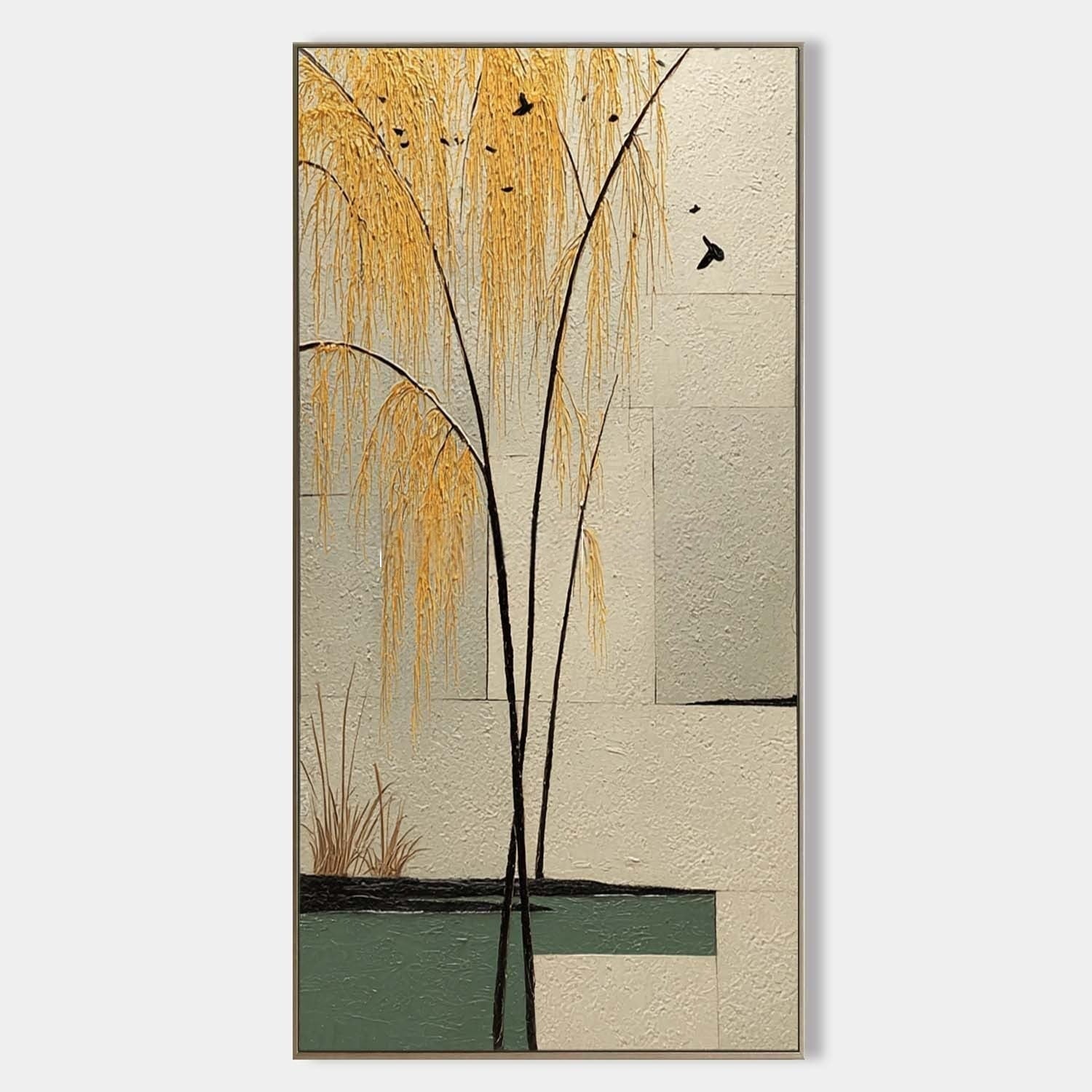 Wall Art Golden Willow Minimalist Oriental