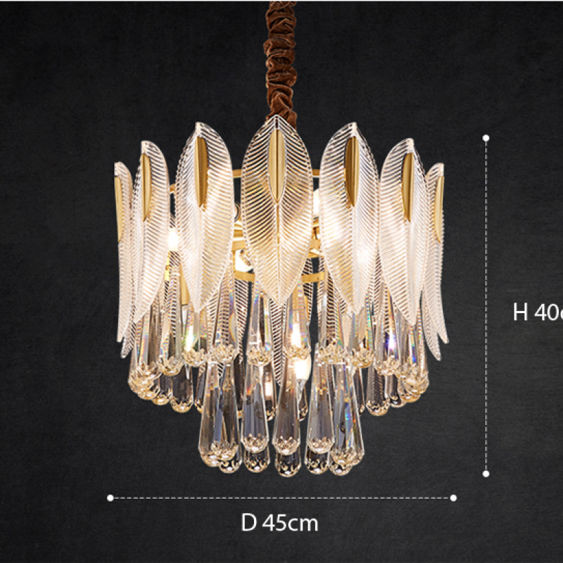 Arisha Luxury Feather Crystal Chandelier, Living Room - Neutralighting