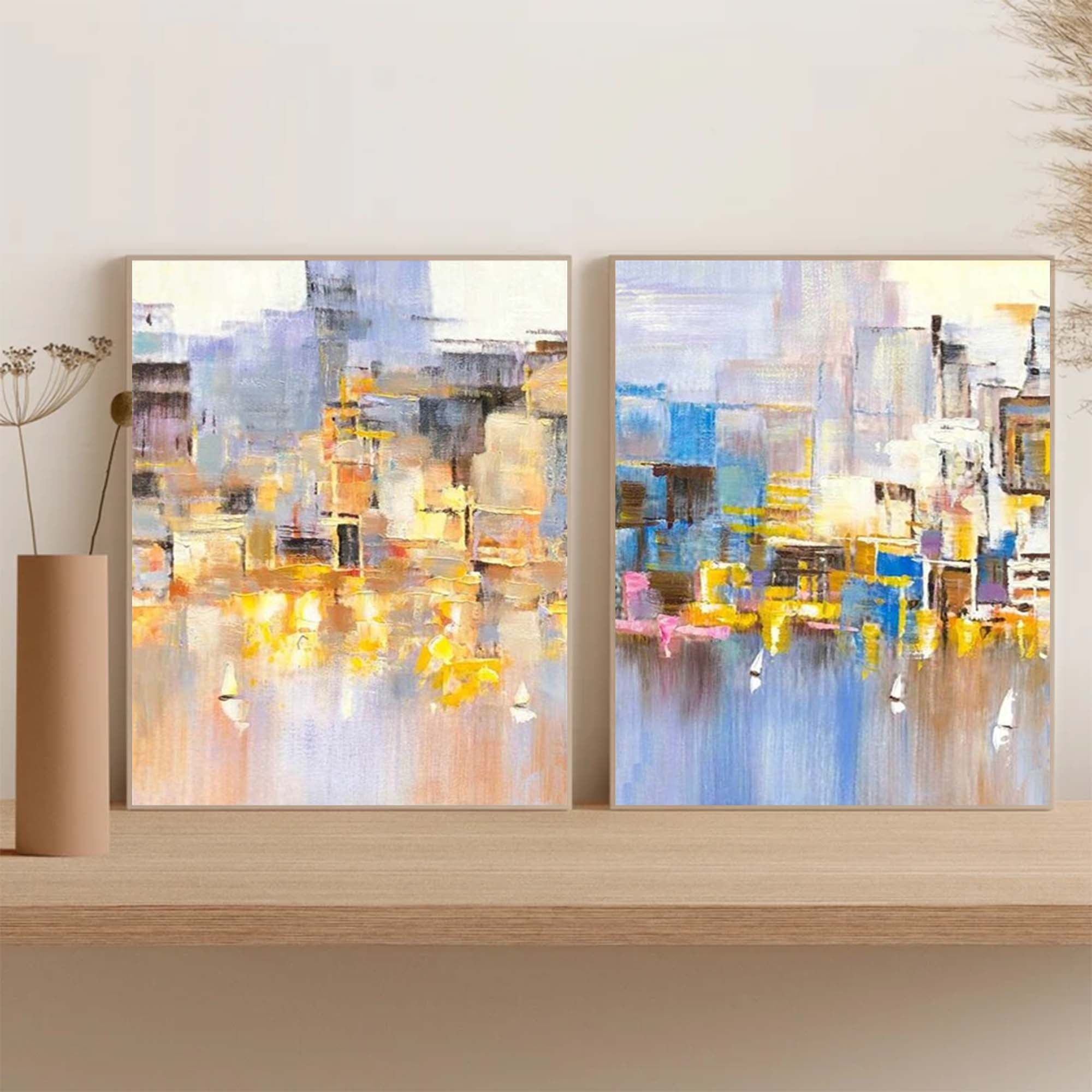 Harbor Abstract Impasto Canvas Wall