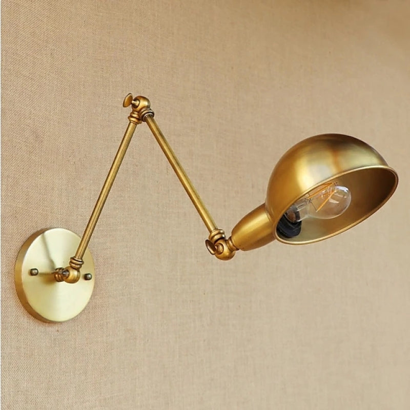 Epoch Vintage Semi-sphere Metal Swing Arm Foldable Wall Lamp, Bronze - Neutralighting