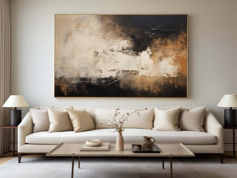Black Beige Gold Abstract Painting