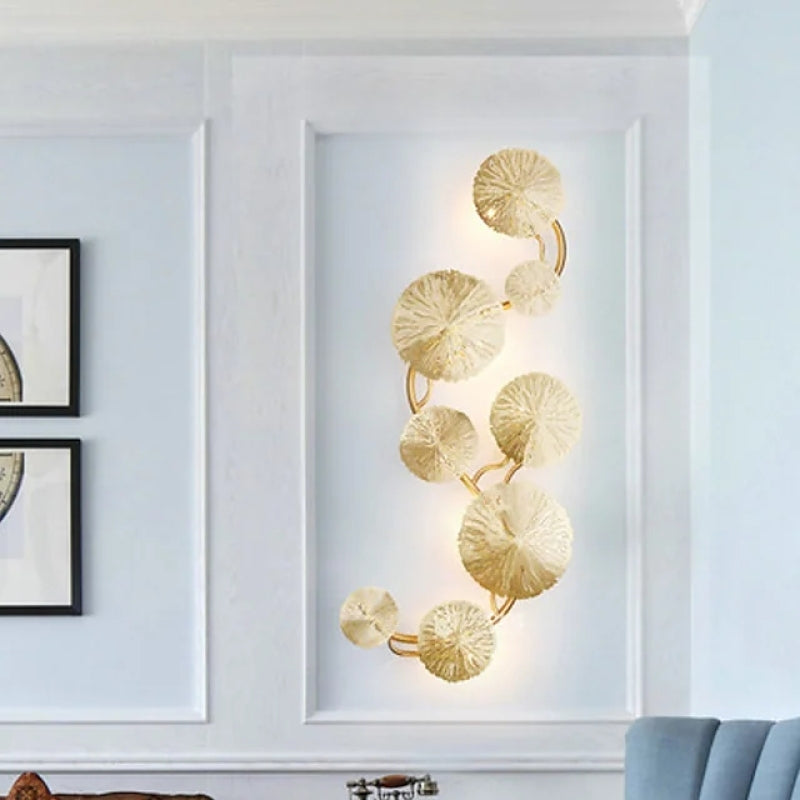 Arisha Modern Metal Round Lotus Leaf Wall Lamp, Gold - Neutralighting