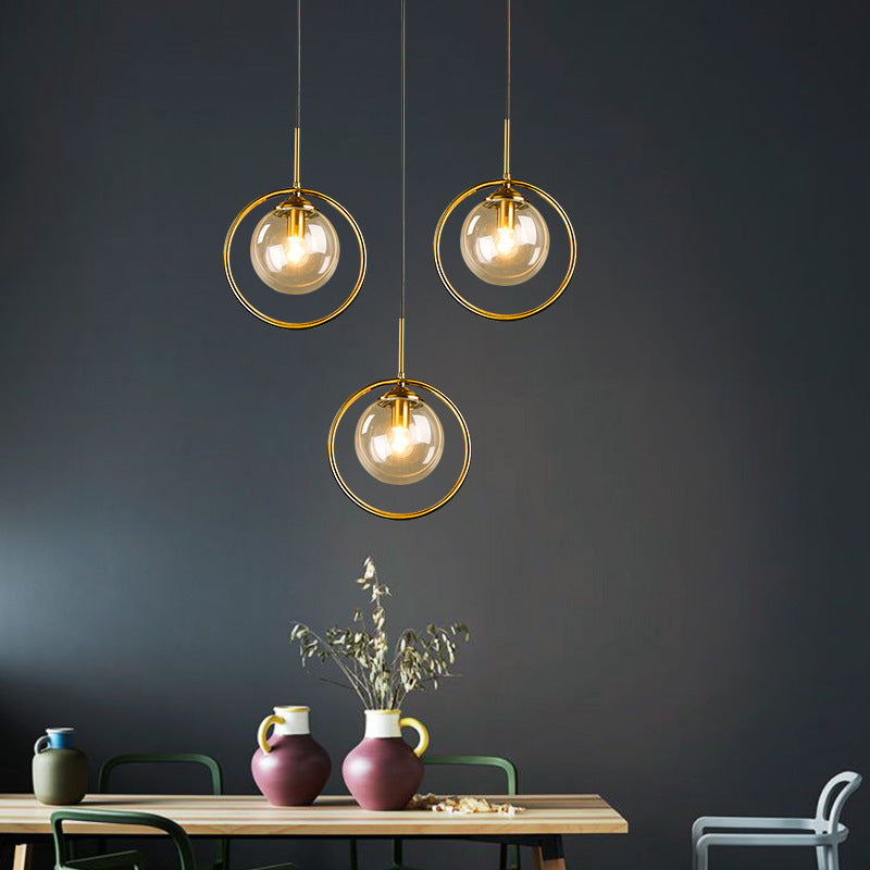 Zoey Glass Pendant Light with a Metal Ring - Neutralighting