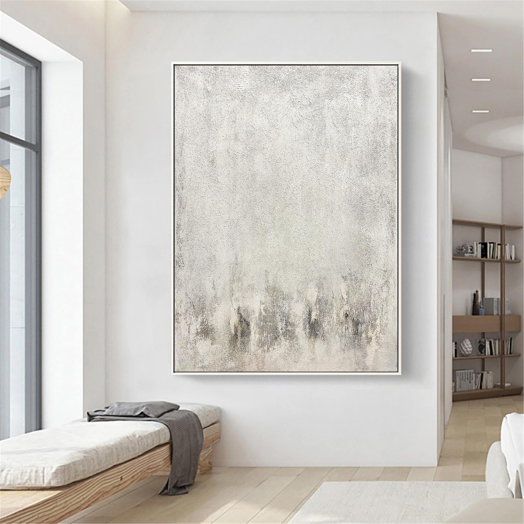 Gray And White Minimalist Painting