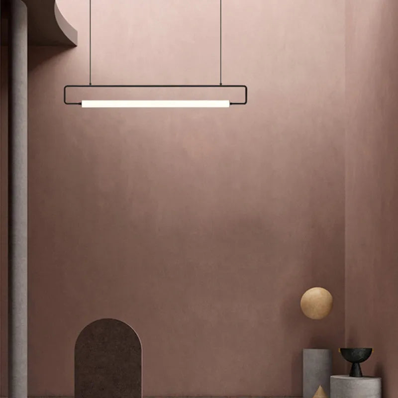 Arisha Modern Minimalist Rectangular Linear Pendant Light, Gold/Black - Neutralighting