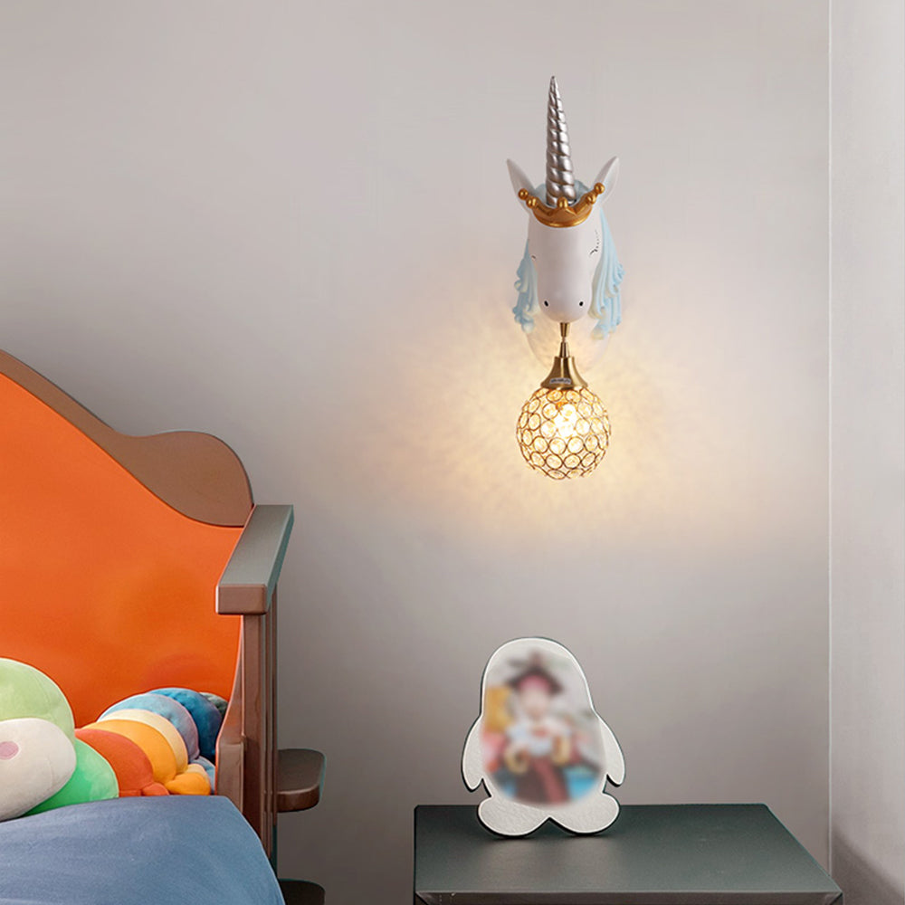 Arisha Modern Unicorn/Strawberry Art Wall Lamp, Pink/Blue - Neutralighting