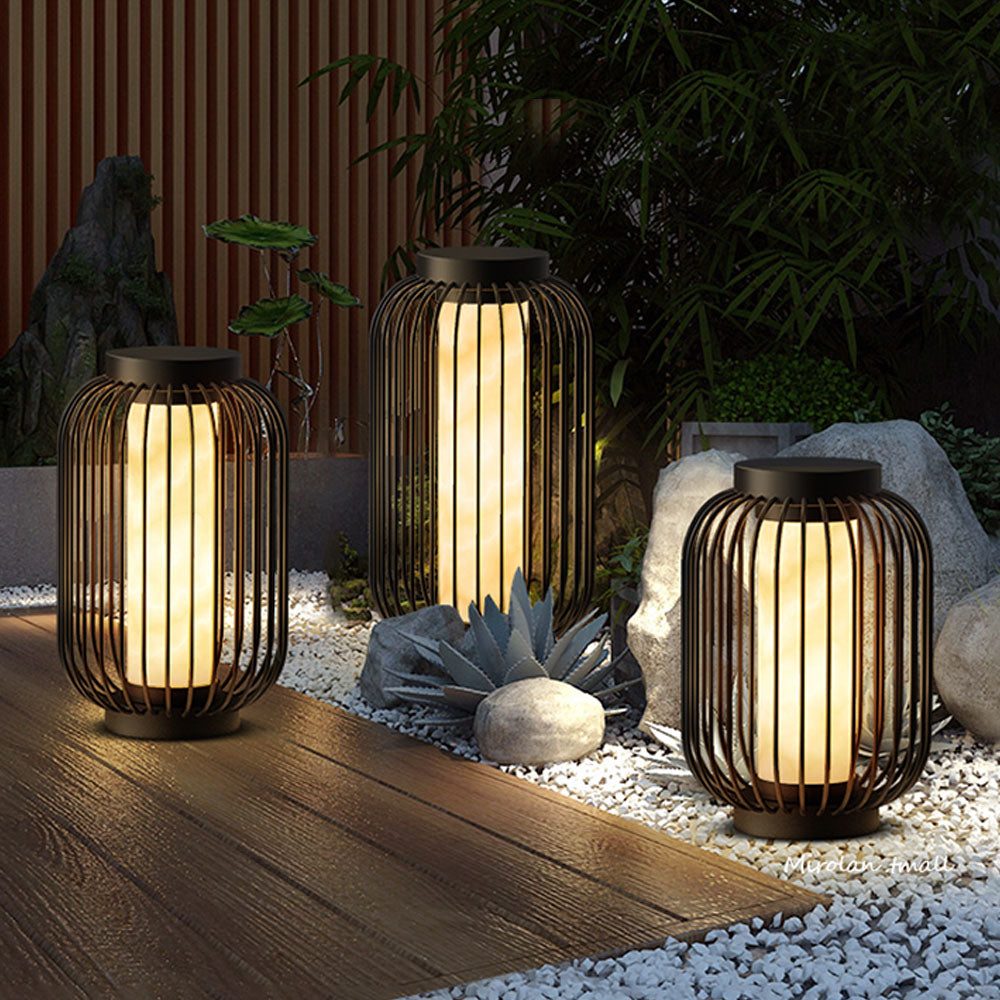 Ray Lantern Solar/Rechargeable Outdoor Floor Lamp, Brown - Neutralighting