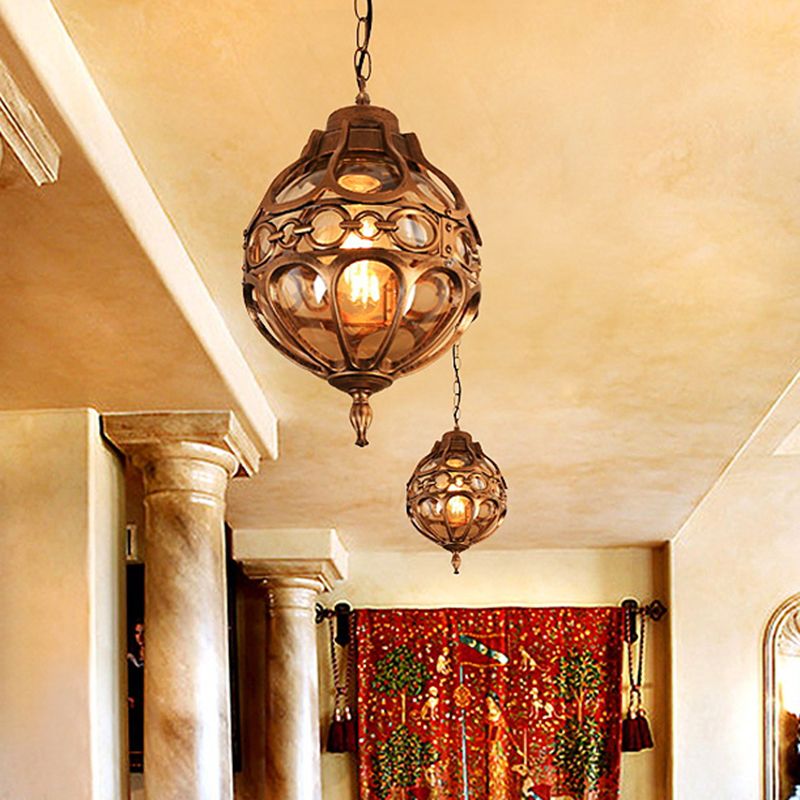 Silva Loft Sphere Vintage Farmhouse Rustic Pendant Light Black/Bronze Dining Room - Neutralighting