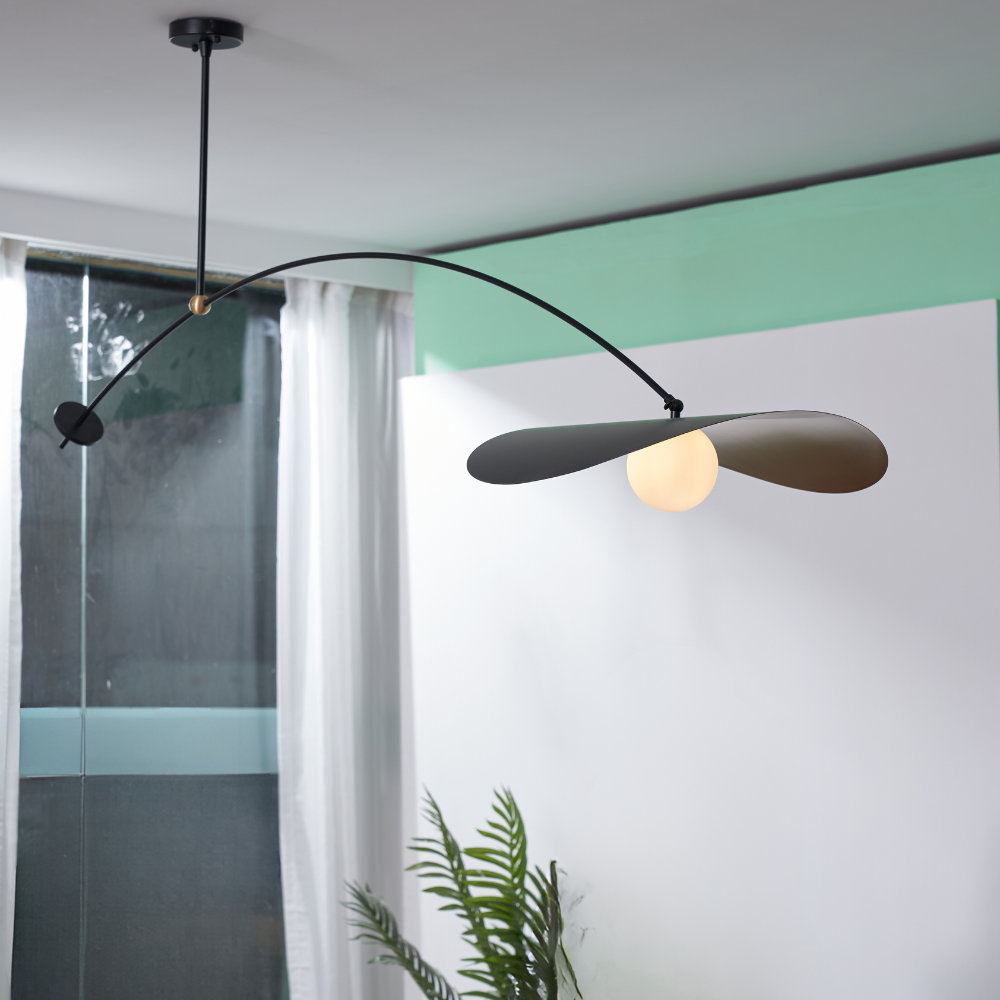 Arisha Minimalist Lotus Leaf Shaped Metal Pendant Light, Black/Gold - Neutralighting