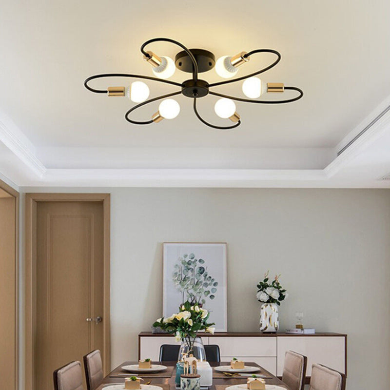 Valentina Modern Metal Flush Mount Ceiling Light, Black/Gold - Neutralighting