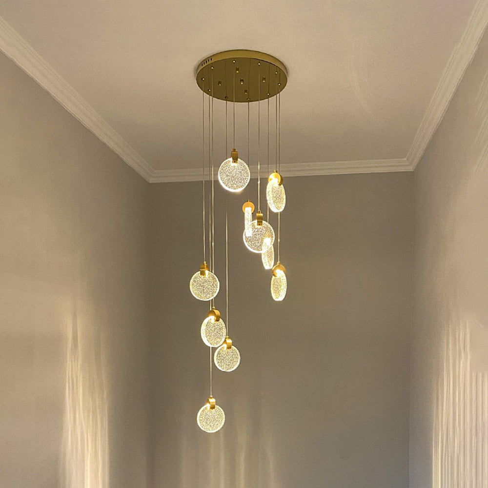 Kristy Luxury Circular Ripple Round Crystal Golden Chandelier - Neutralighting
