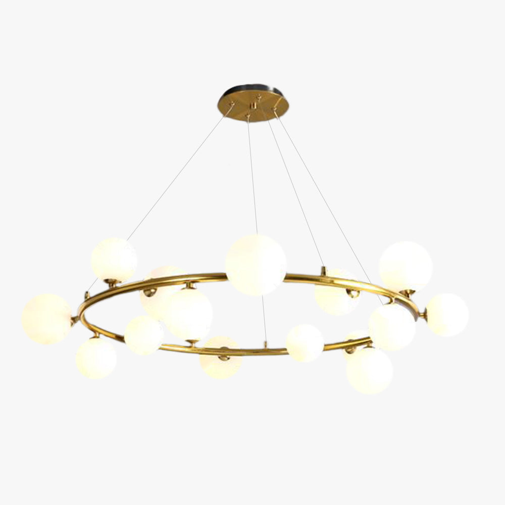 Valentina Modern Glass Globe Ring Chandelier, Gold/Black - Neutralighting