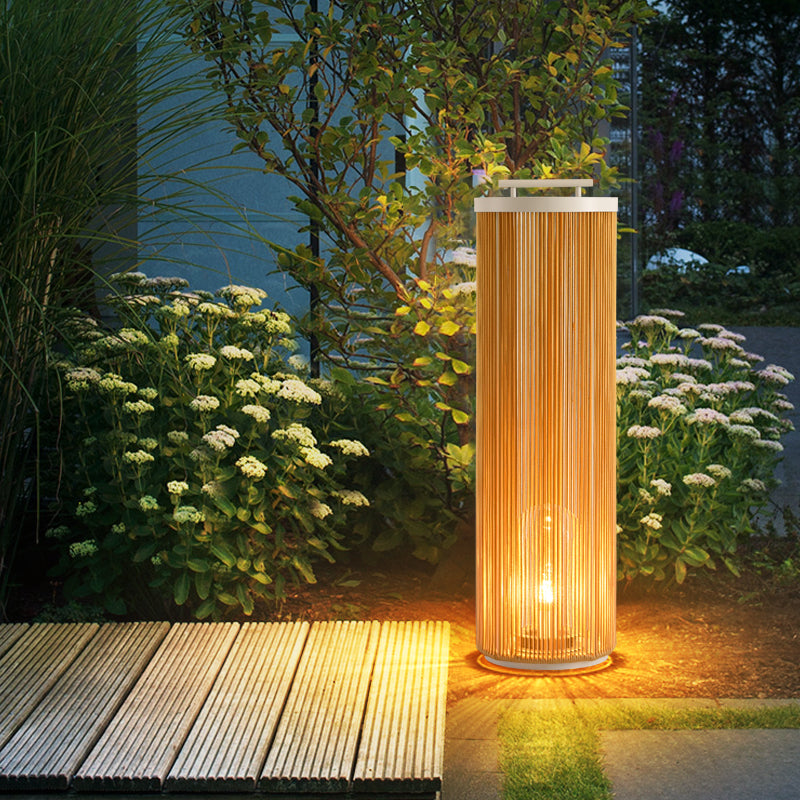 Ray Retro Metal/Rattan Floor Lamp, Hardwired/Solar/LED, Outdoor - Neutralighting