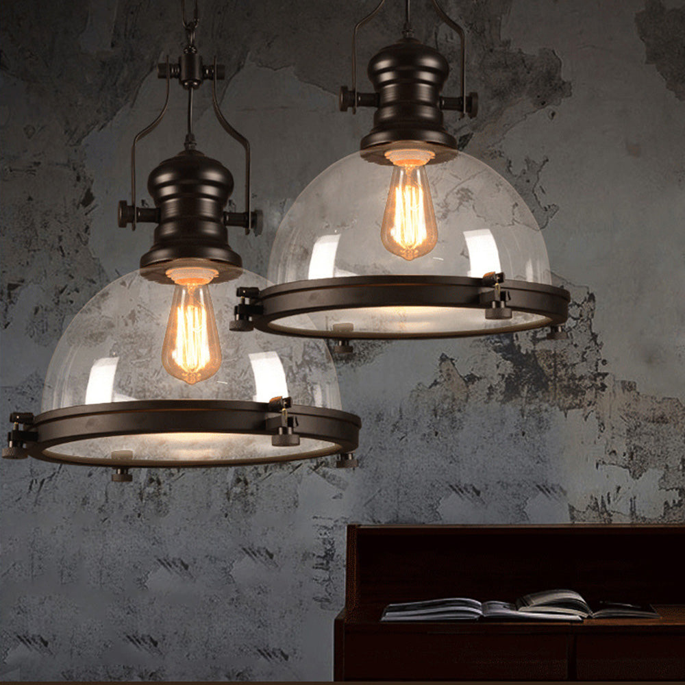 Silva Vintage Hemispherical Glass Pendant Light, Black - Neutralighting