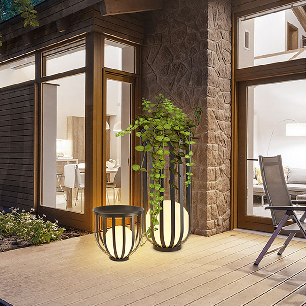 Ray Modern Globe Solar/Rechargeable Outdoor Floor Lamp, Black - Neutralighting