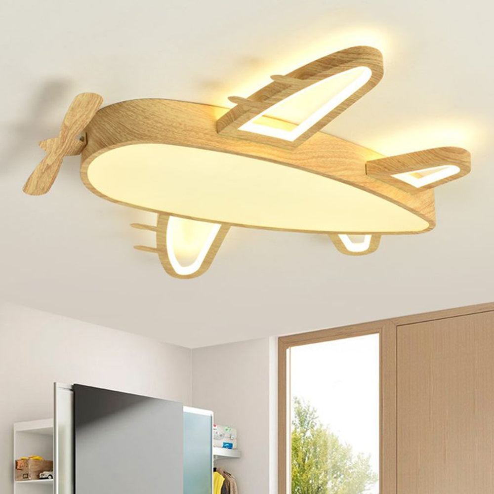 Arisha Modern Art Deco Airplane Flush Mount Ceiling Light, Wood/Dark Wood - Neutralighting
