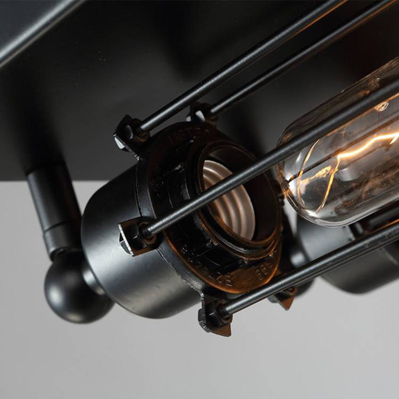 Austin Vintage Tubed Metal Flush Mount Ceiling Light, Black, Living Room - Neutralighting