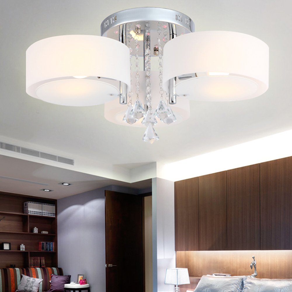 Arisha Flush Mount Ceiling Light Glass White Modern Round Hallway - Neutralighting