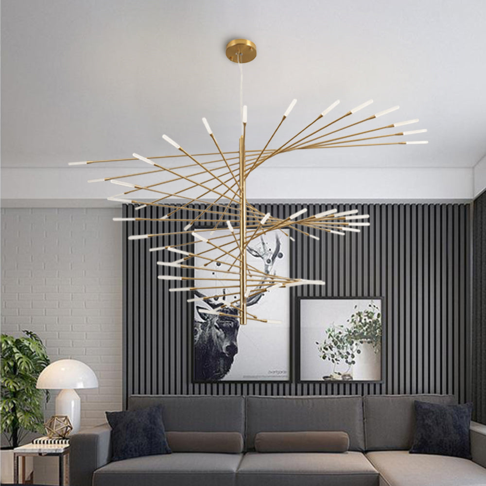 Arisha Modern Chandelier Rotating Fireworks, Black/Gold, Living Room/Art Gallery - Neutralighting
