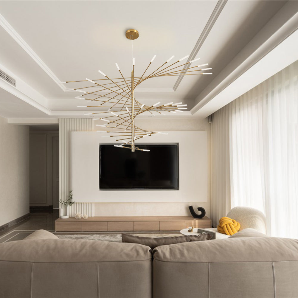 Arisha Modern Chandelier Rotating Fireworks, Black/Gold, Living Room/Art Gallery - Neutralighting