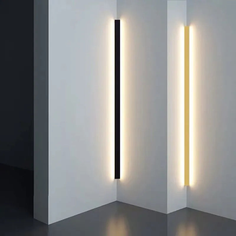 Gravo Minimalist Linear Metal/Acrylic Wall Lamp, Gold/Black/White