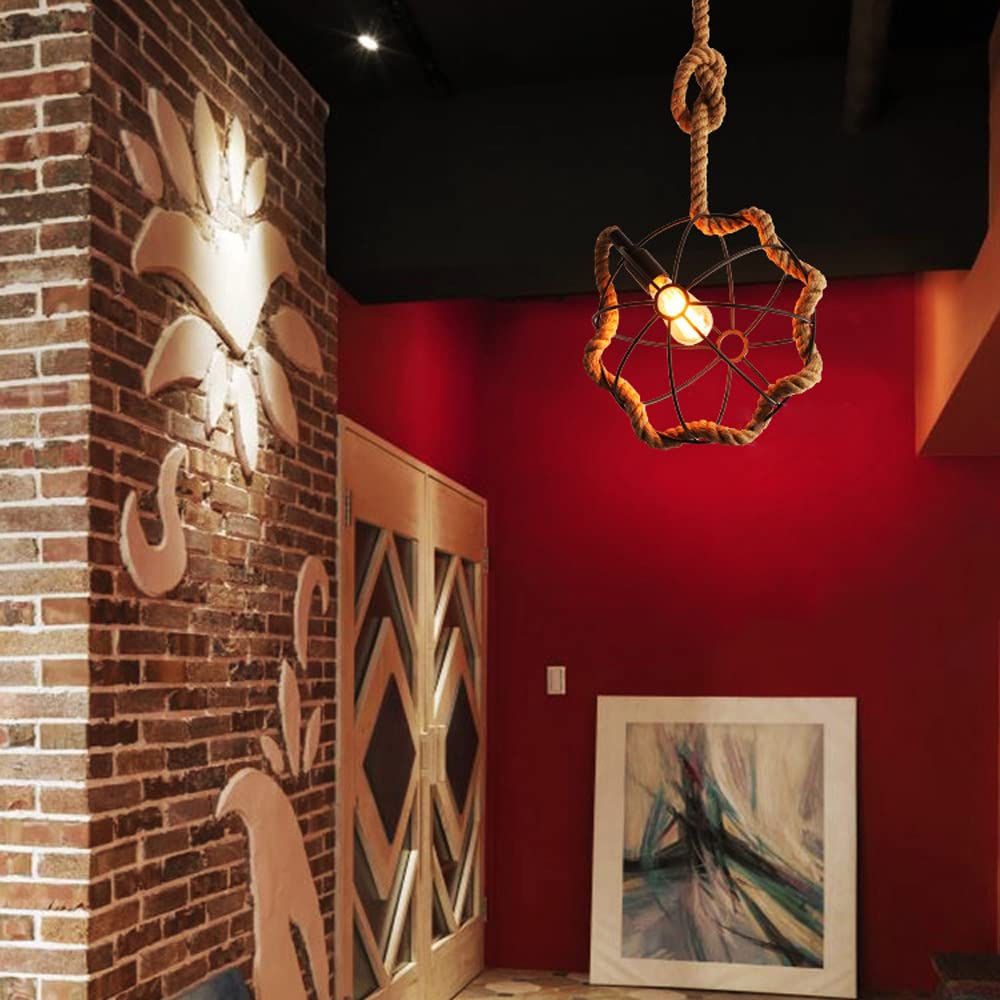 Epoch Retro LED Pendant Light Black Metal/Rope Bar/Living Room - Neutralighting