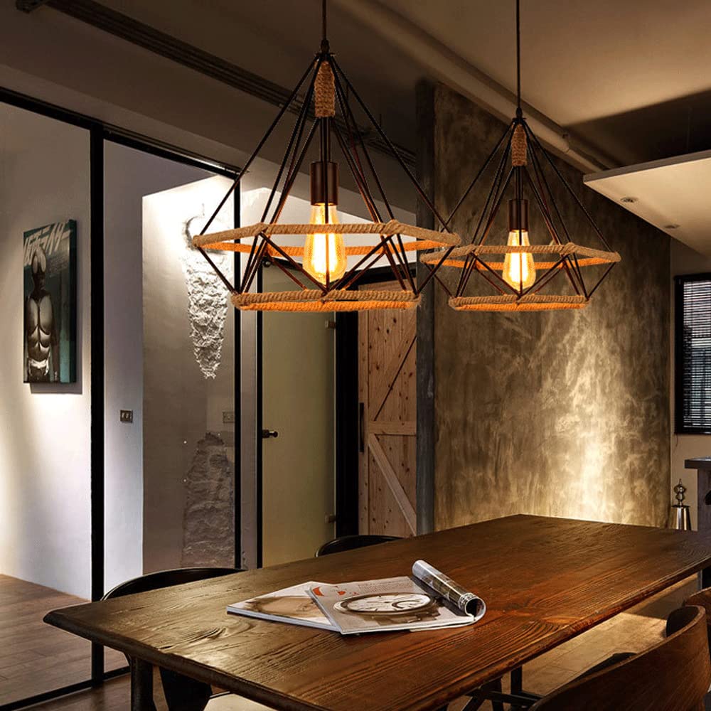 Epoch Countryside Diamond Pendant Light Black Metal Kitchen/Cafe - Neutralighting