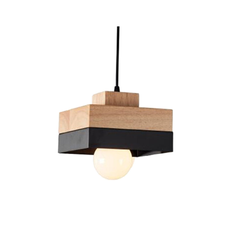 Aria Minimalist Black & White Wood Geometric Pendant Light - Neutralighting