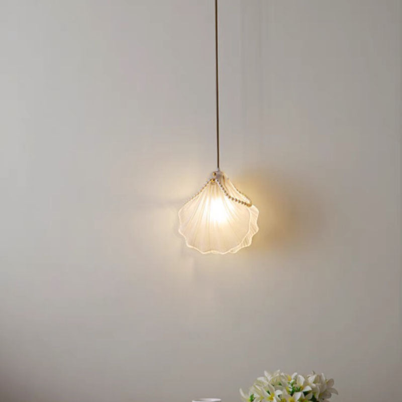 Kristy Art Deco Pearl Shell Metal/Acrylic Pendant Light, White - Neutralighting