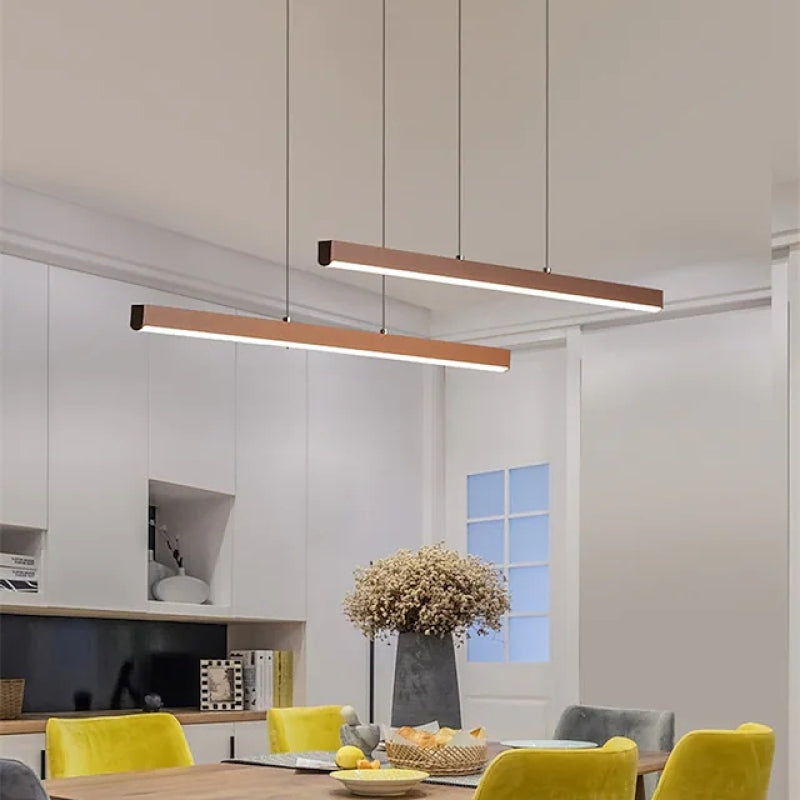 Arisha Modern Minimalist Double-Linear Metal Pendant Light, Brown - Neutralighting