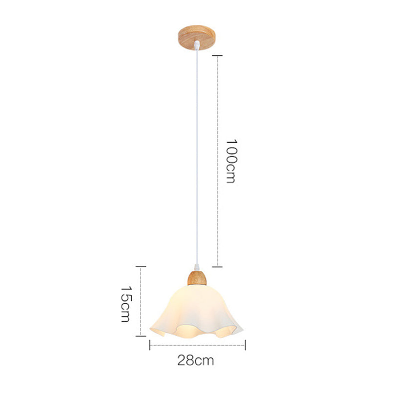 Muto Minimalist Flower Acrylic/Wood Pendant Light, White - Neutralighting