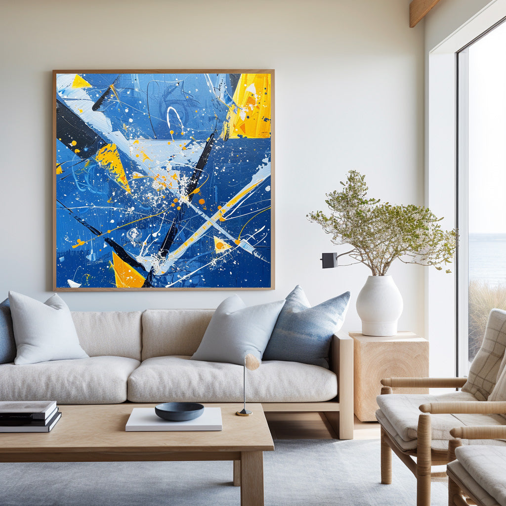 Electric Blue Collision Painting