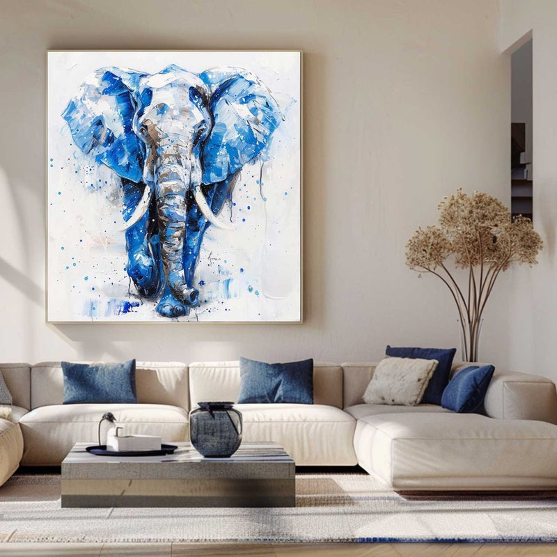 Blue Elephant Abstract Painting