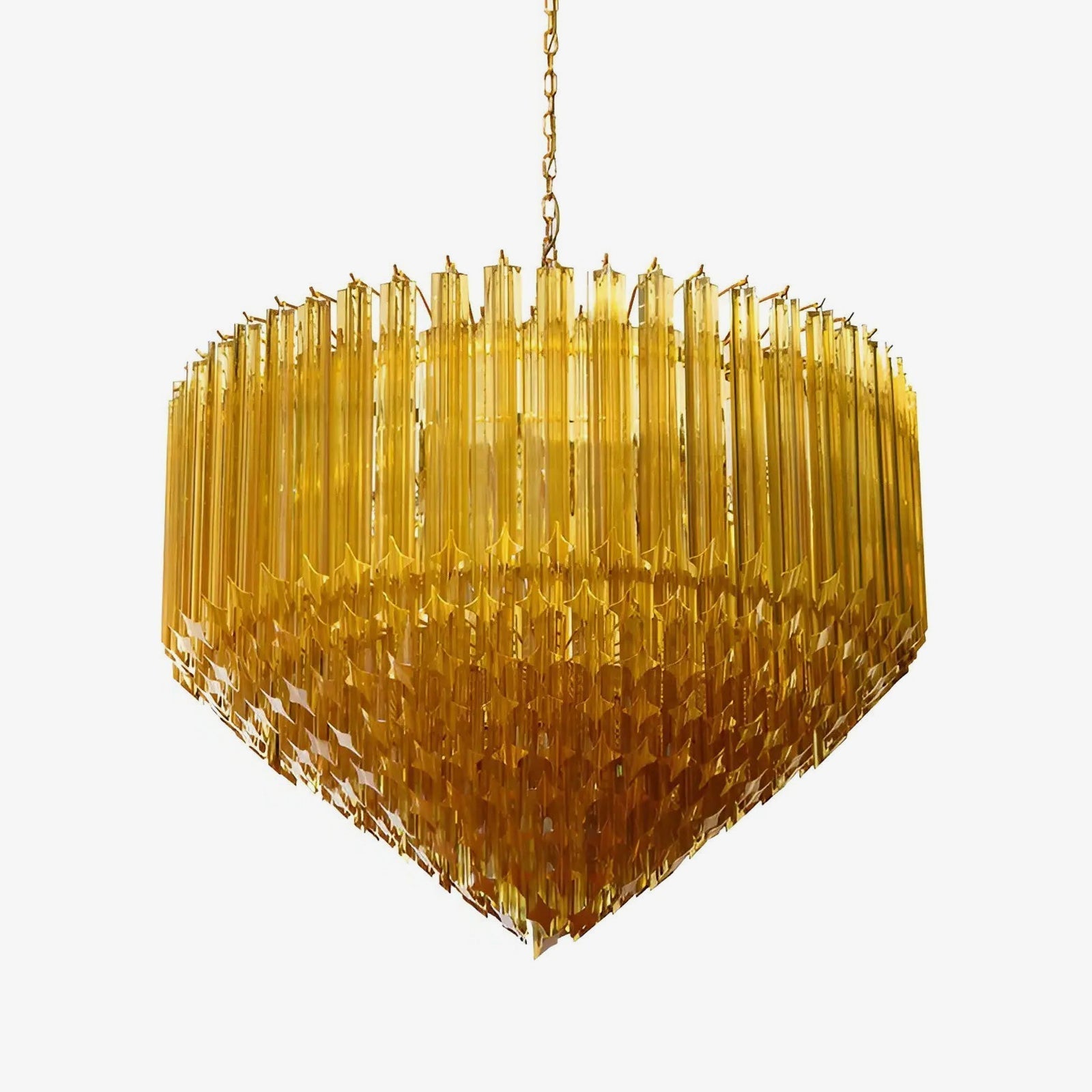 Aurora Chandelier Amber Murano Glass Prism Grand Art