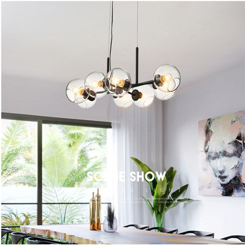 Valentina Modern Glass Globe Bubble Pendant Light Black/Gold - Neutralighting